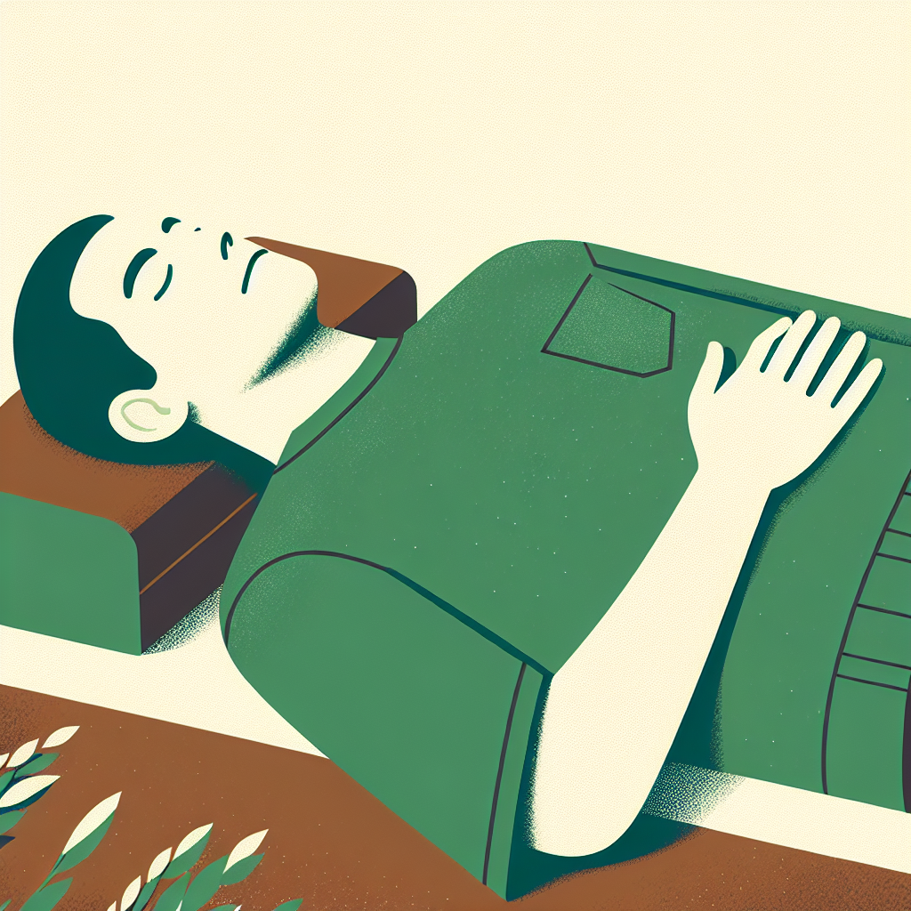 Diaphragmatic breathing position — lying on back, hands on chest and belly