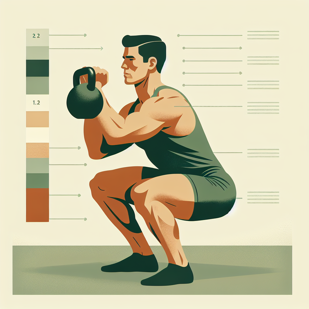 Goblet Squat Hold illustration — deep squat hip opener with kettlebell