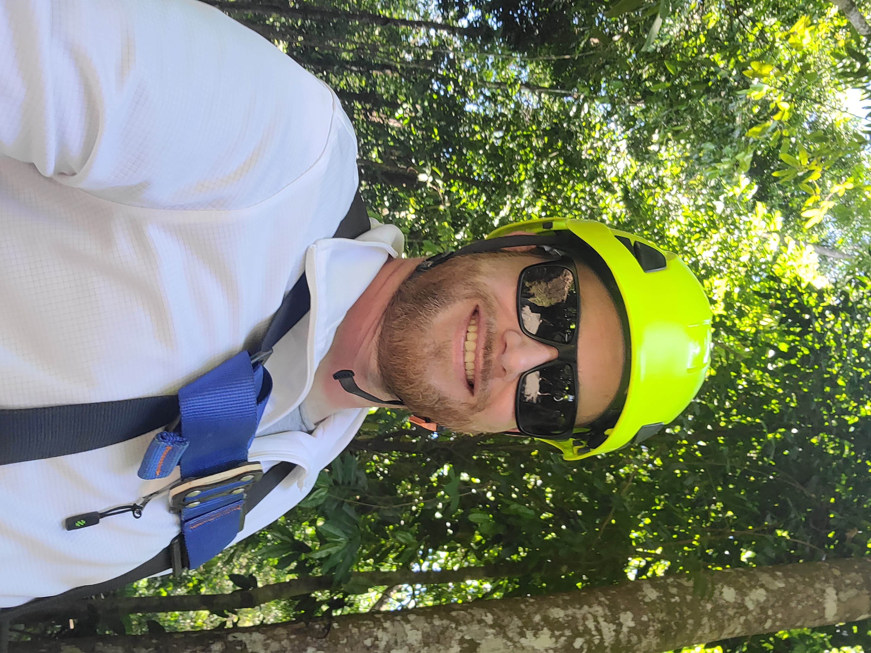 Paul Gover wearing a cycling helmet on an outdoor trail