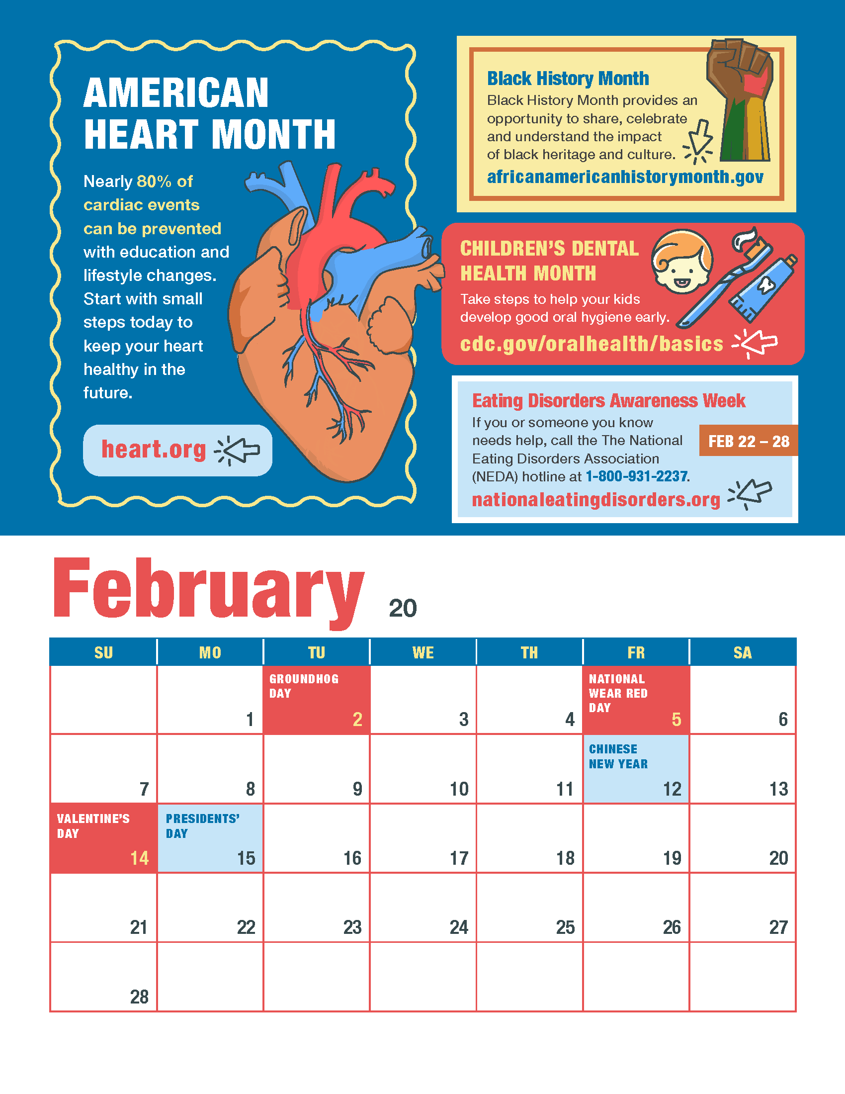 Monthly Wellness Calendar — Page 1