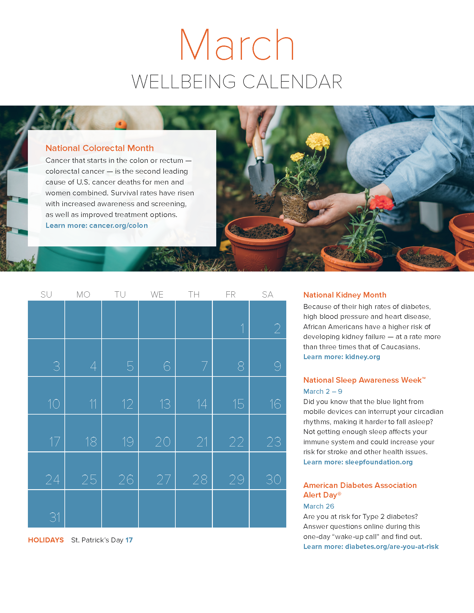 Monthly Wellness Calendar — Page 3