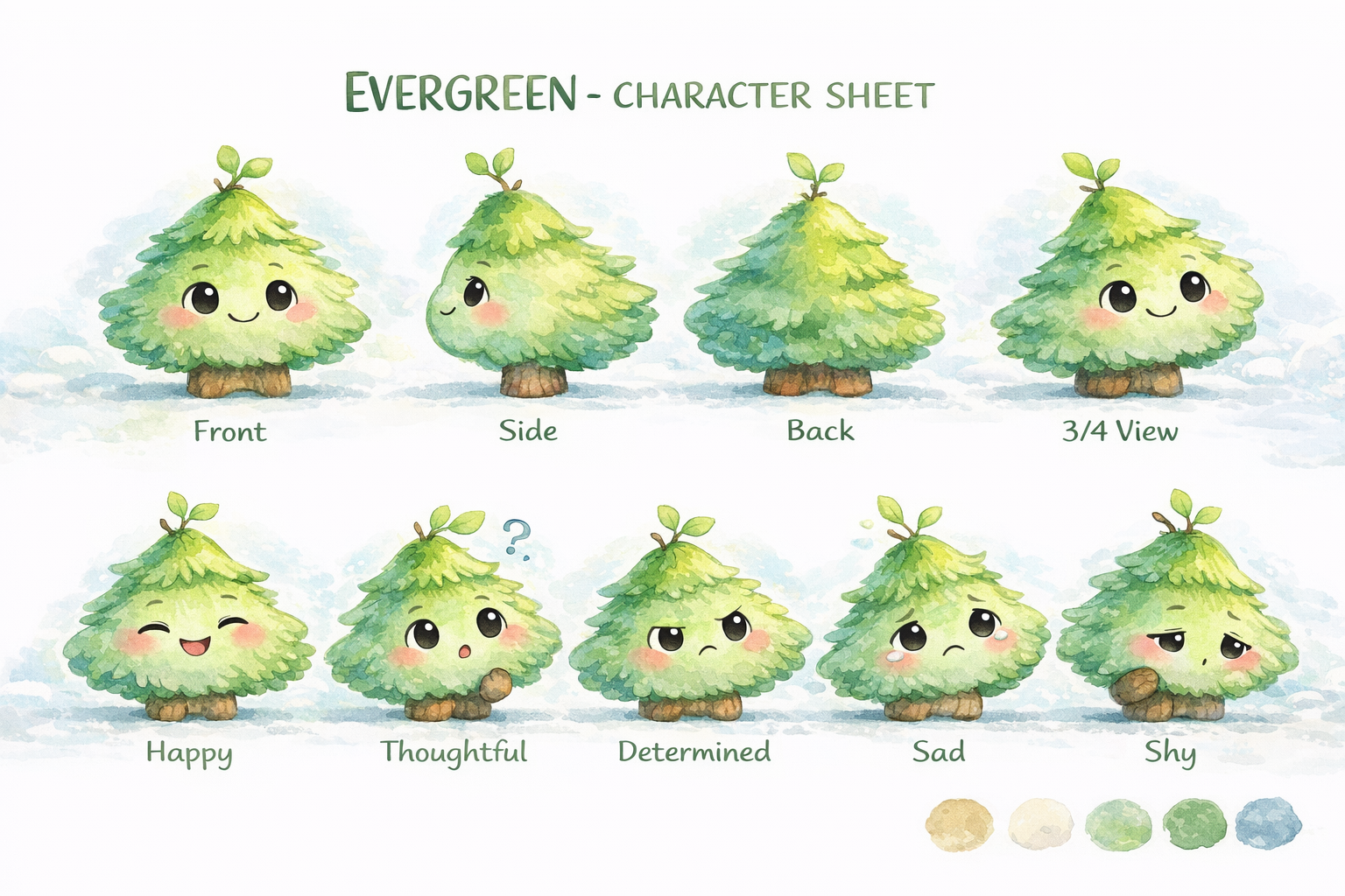 Evergreen - A small tree with a sprout on top