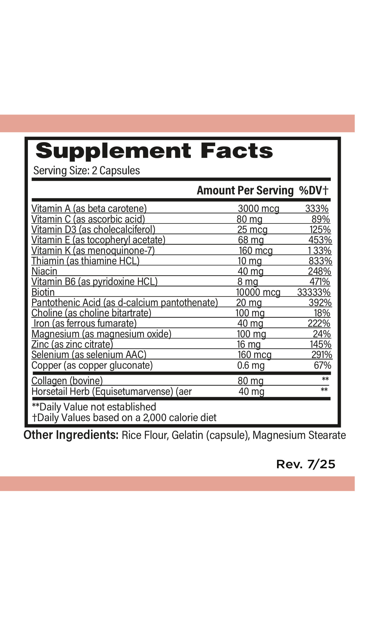 Supplement facts