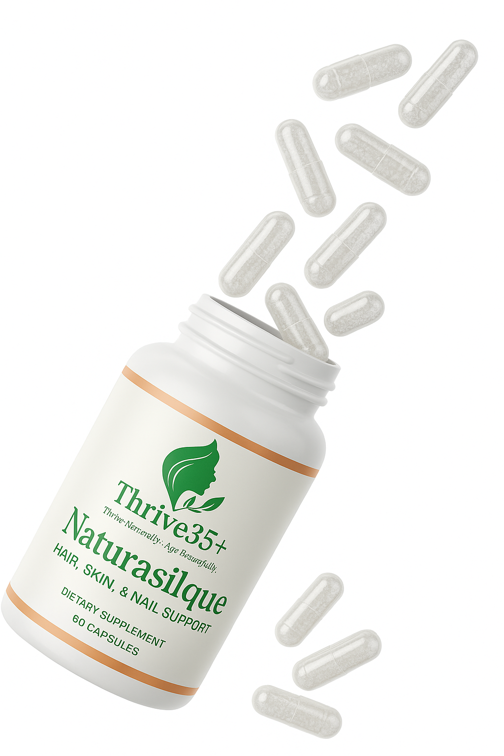 Capsules spilling from bottle