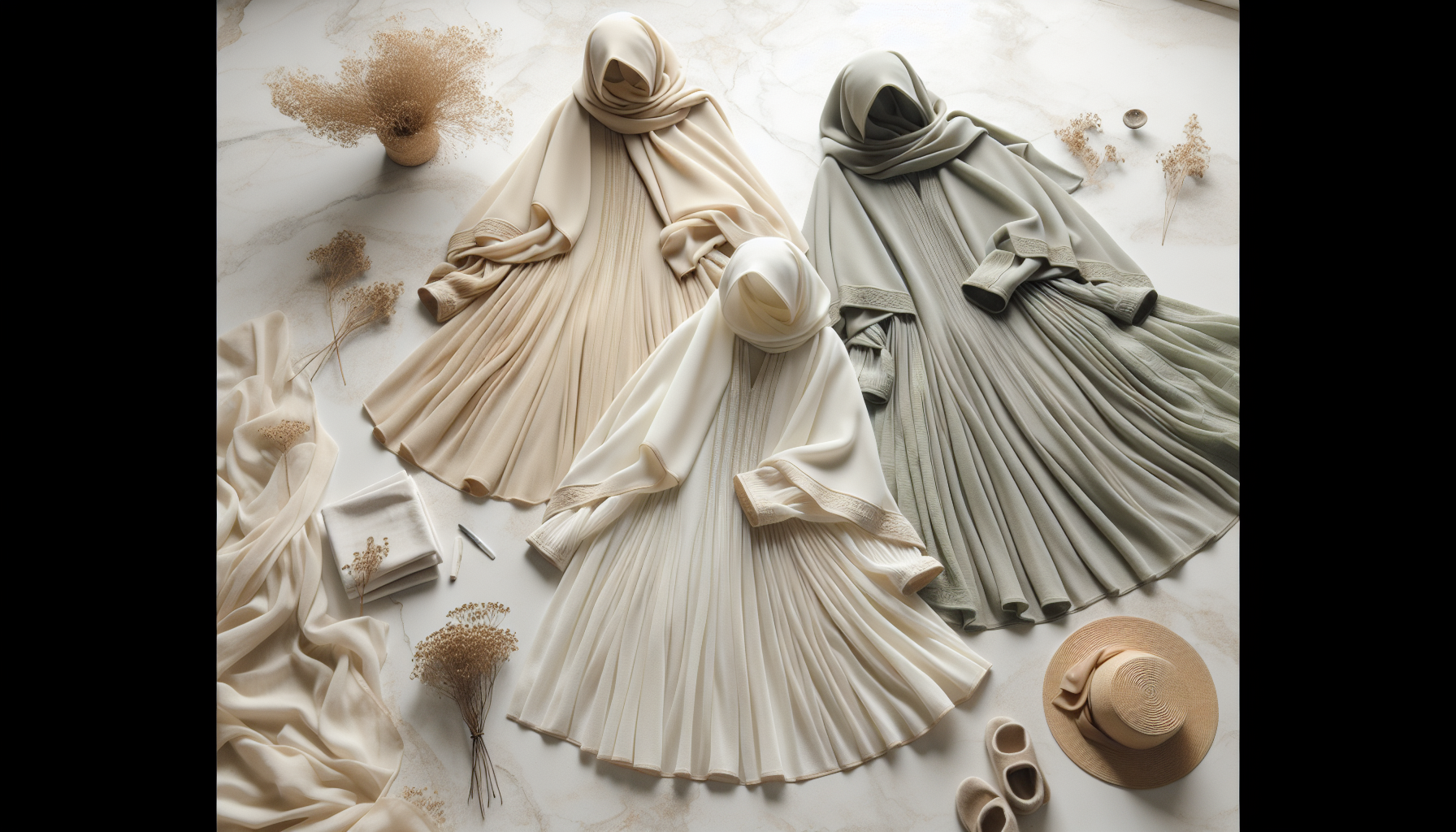 Sélection d'abayas légères pour l'été 2025 — viscose, crêpe et tissus respirants