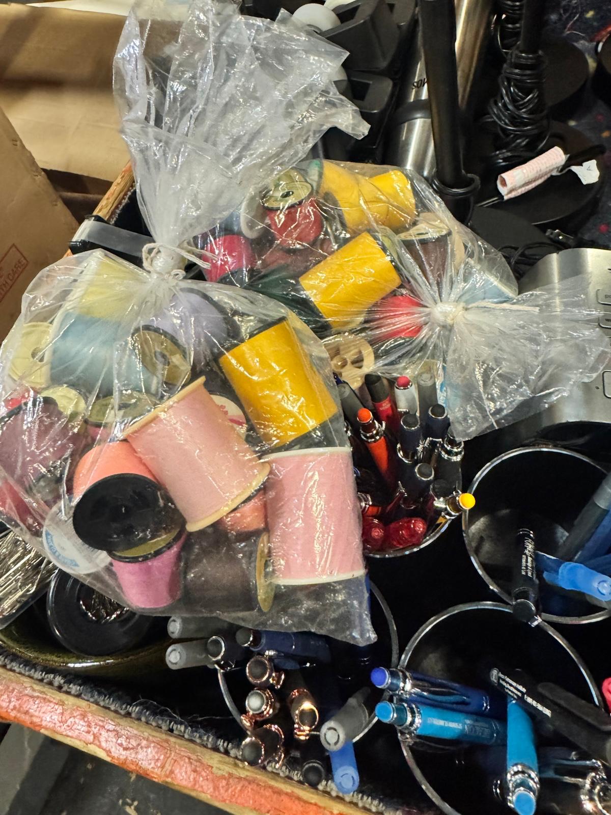 Thread spools and sewing supplies donated by Netflix Set Deck Department