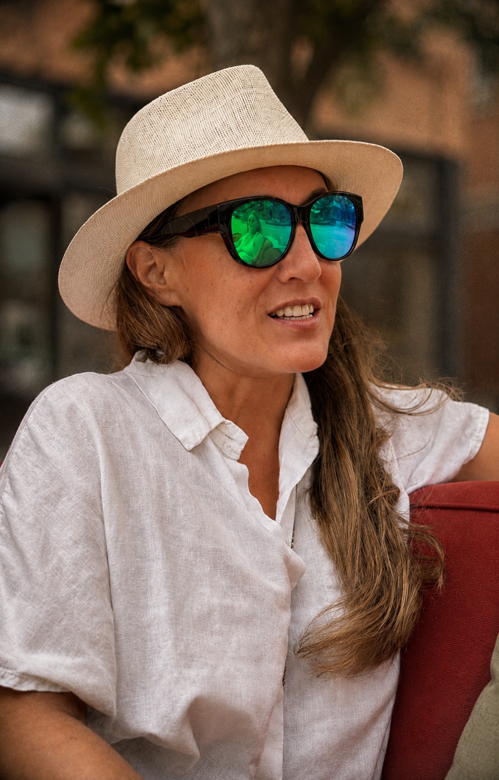 Woman in hat — color field portrait by Sidewalk Stories Photography, Midland 4th of July