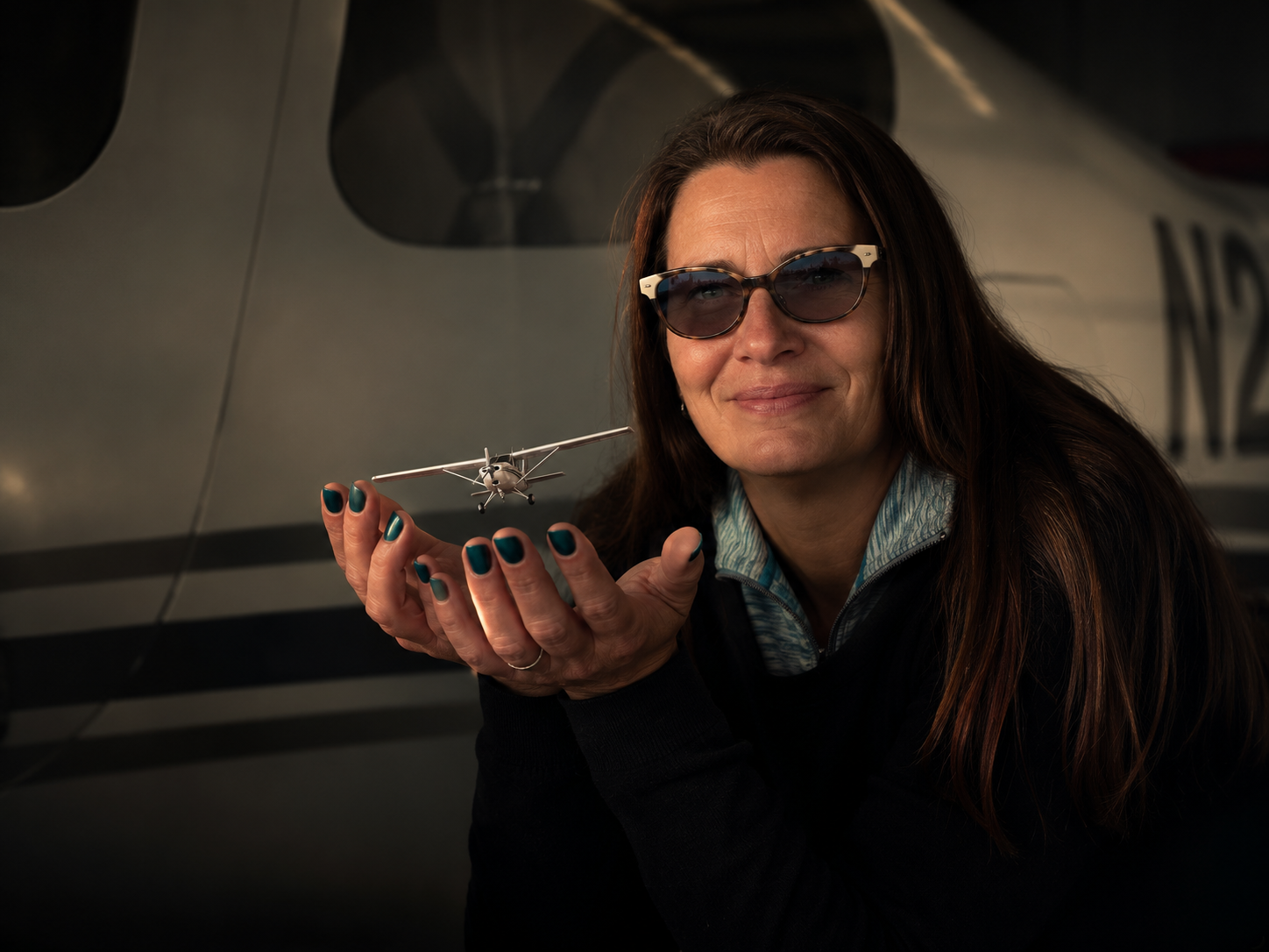 Original photograph — woman with plane