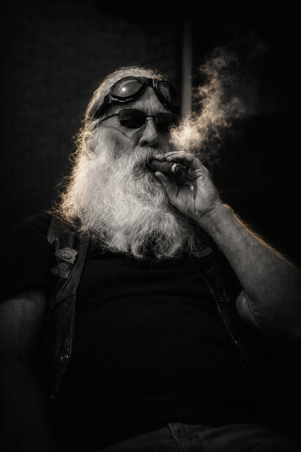Bearded man with cigar — street portrait by Sidewalk Stories Photography, Bay City Michigan