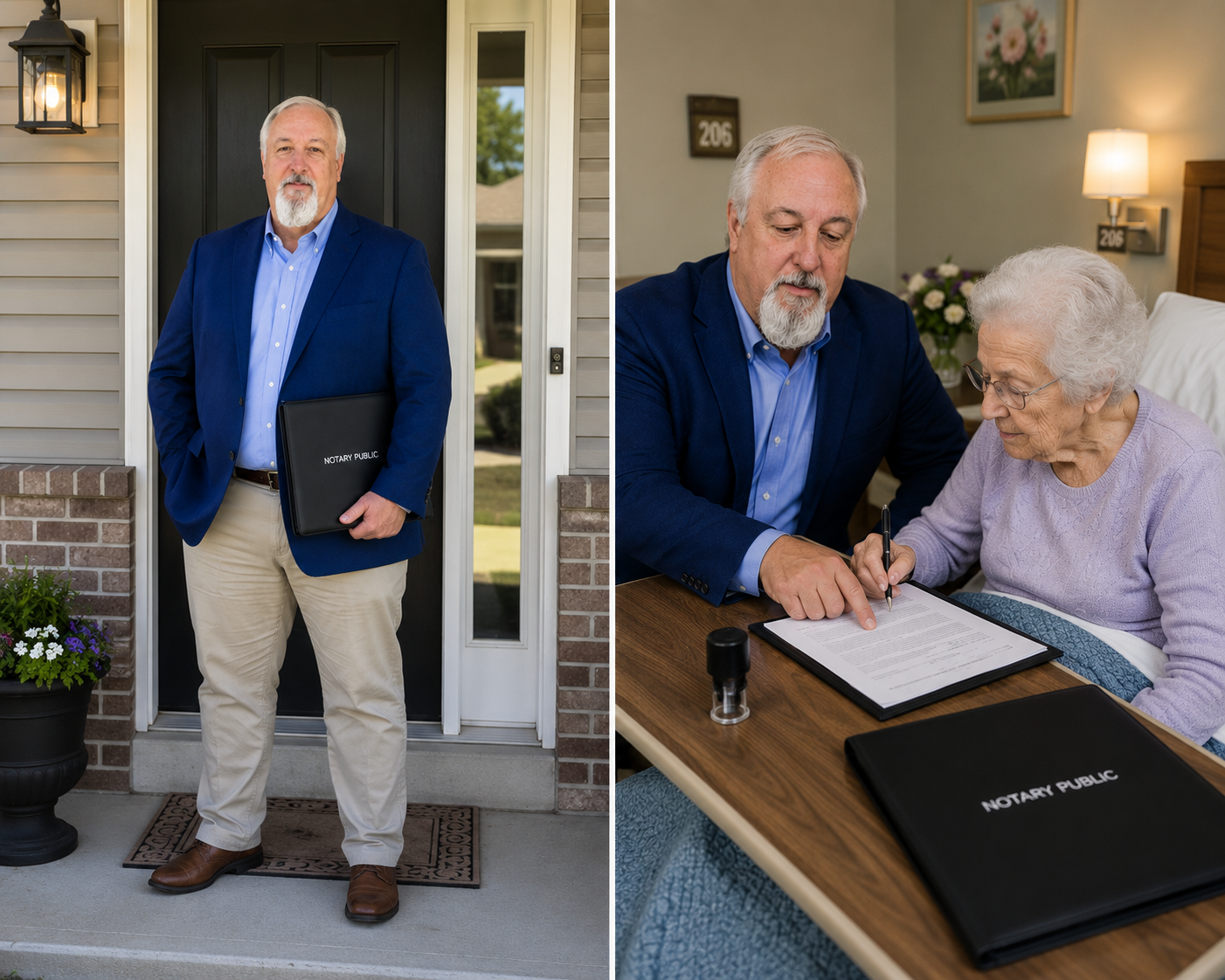 Mobile notary visiting client at home — Straub Document Group