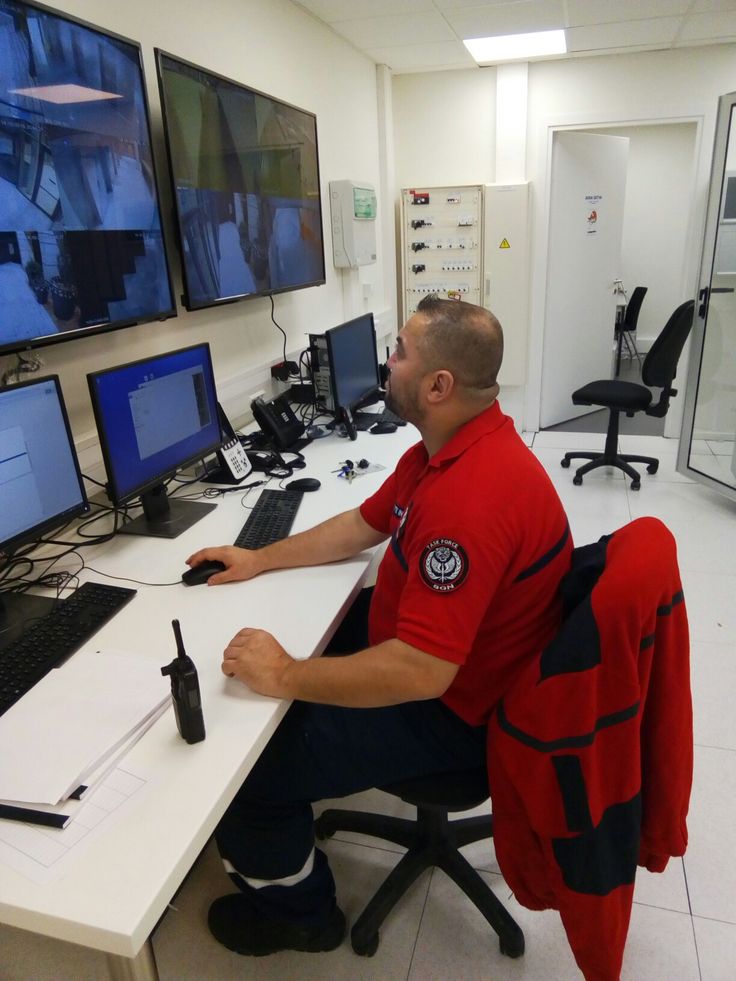 Security Personnel monitoring site cameras