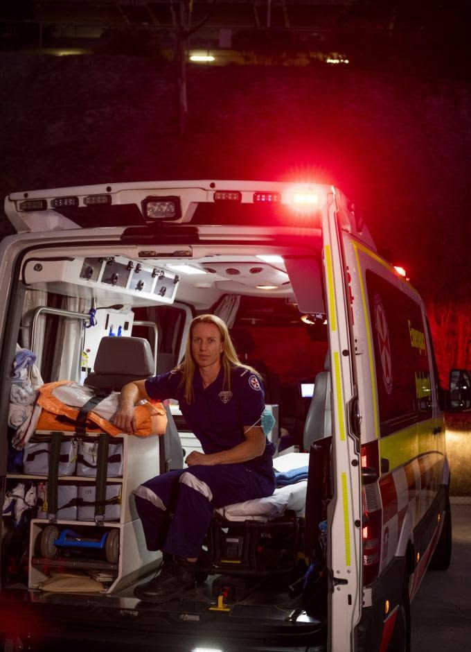 Paramedic in ambulance