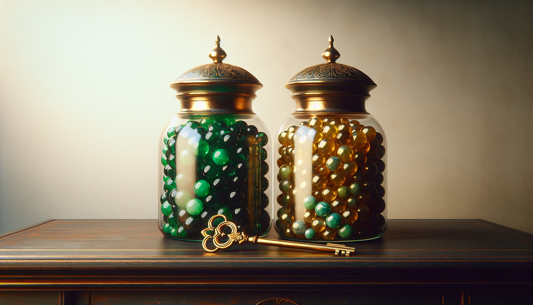 Two retirement savings jars side by side representing 401k and Roth IRA choice
