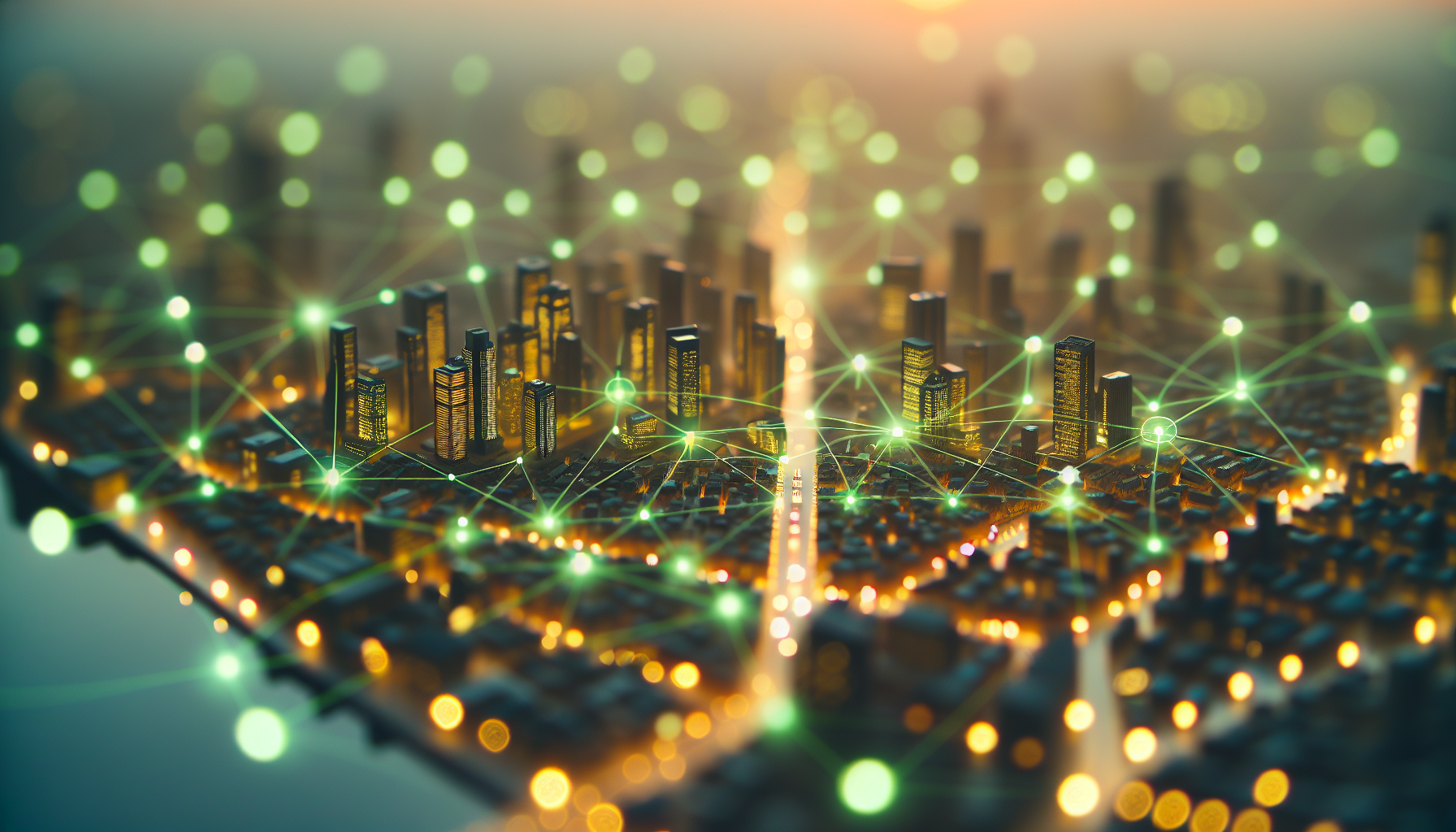 Connected city network representing nationwide ATM access