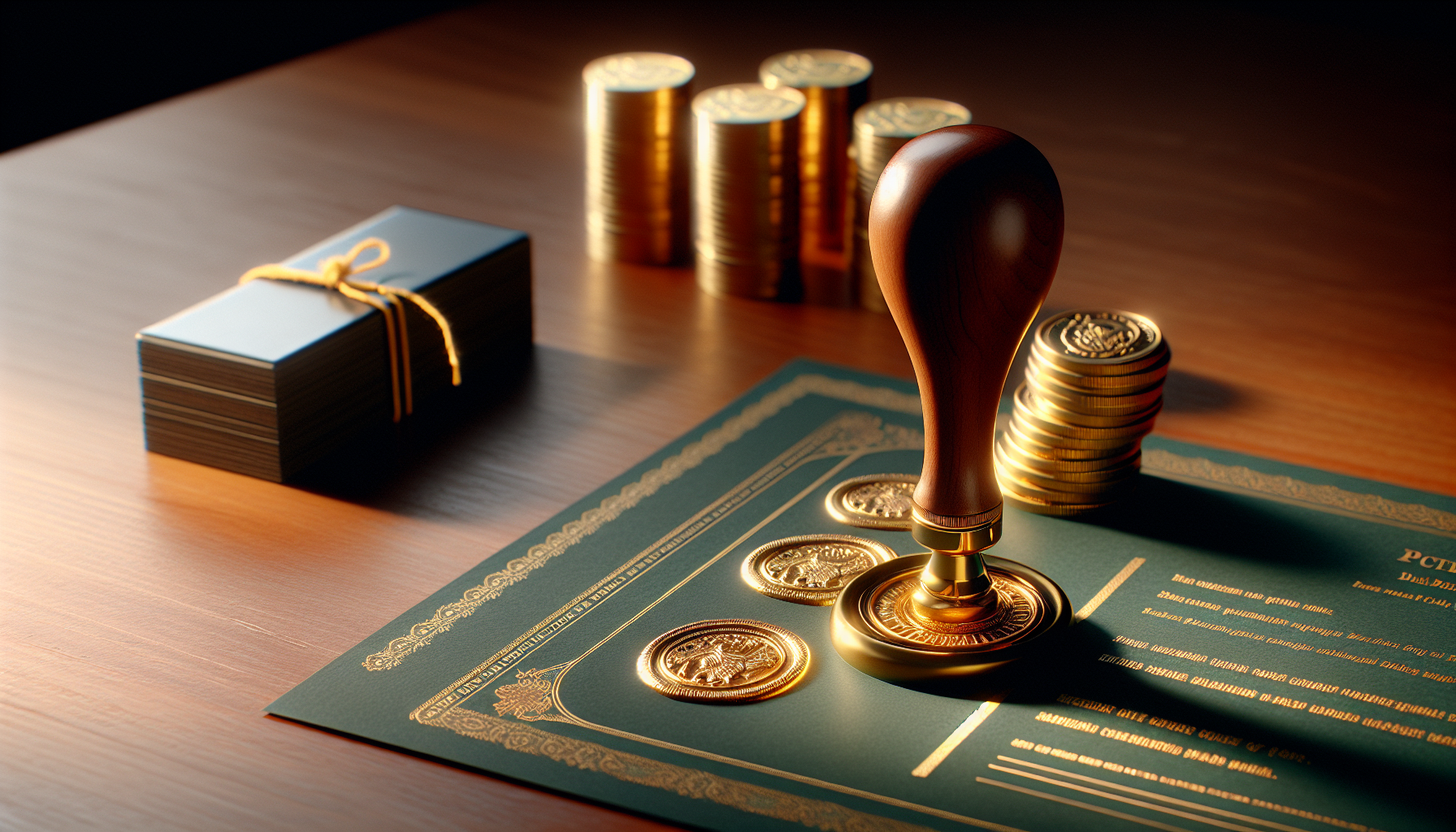 Gold wax seal on green paper representing certificate of deposit
