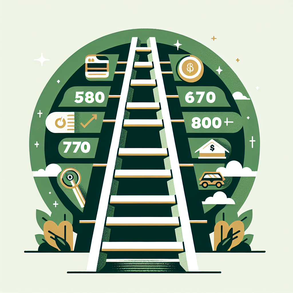 Credit score ladder showing financial products unlocked at each level