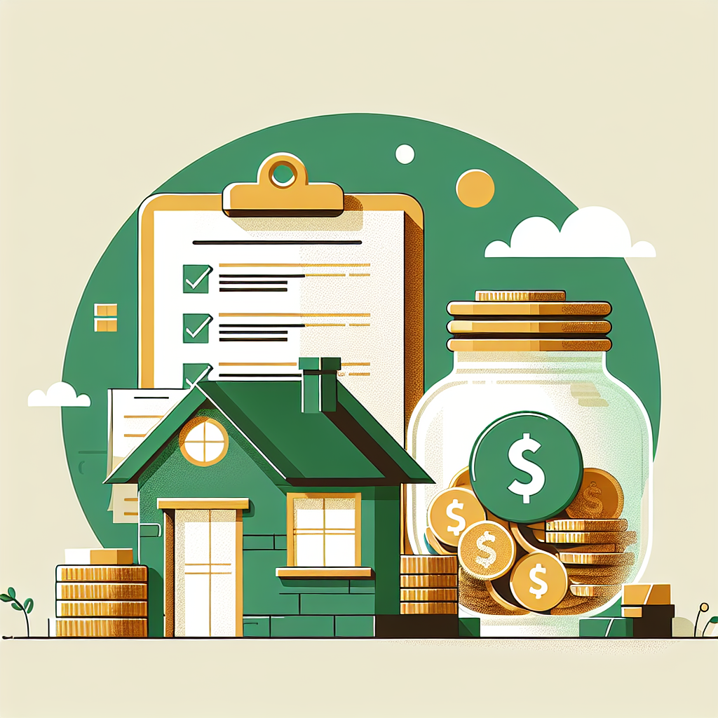 Emergency savings checklist and savings jar illustration