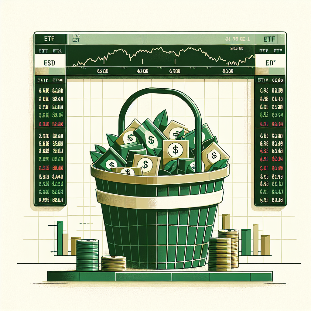ETF as tradeable basket of stocks on exchange illustration