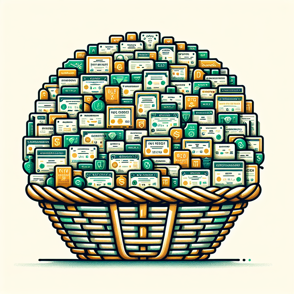 Index fund basket containing hundreds of diversified stocks