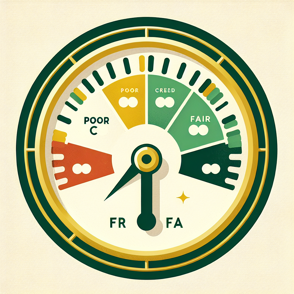 Credit score gauge meter moving from poor to excellent