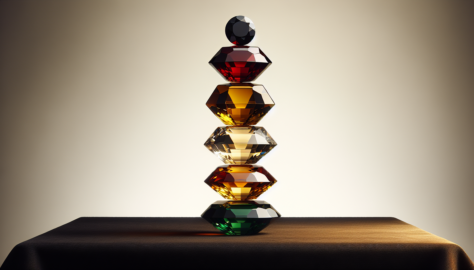 Stacked gemstones from red to green representing credit score tiers
