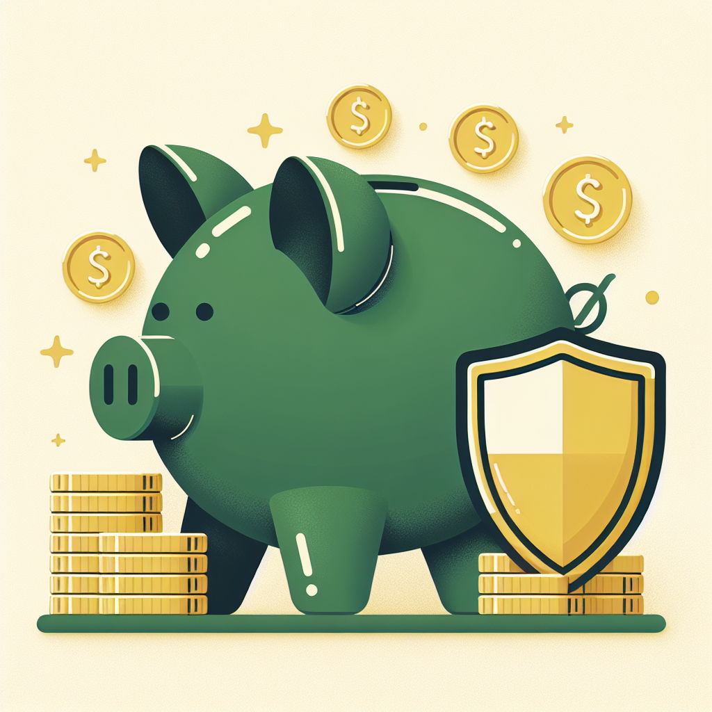 Emergency fund piggy bank with protective shield illustration