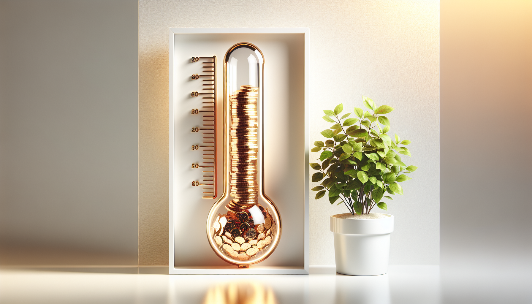 Savings progress thermometer approaching goal