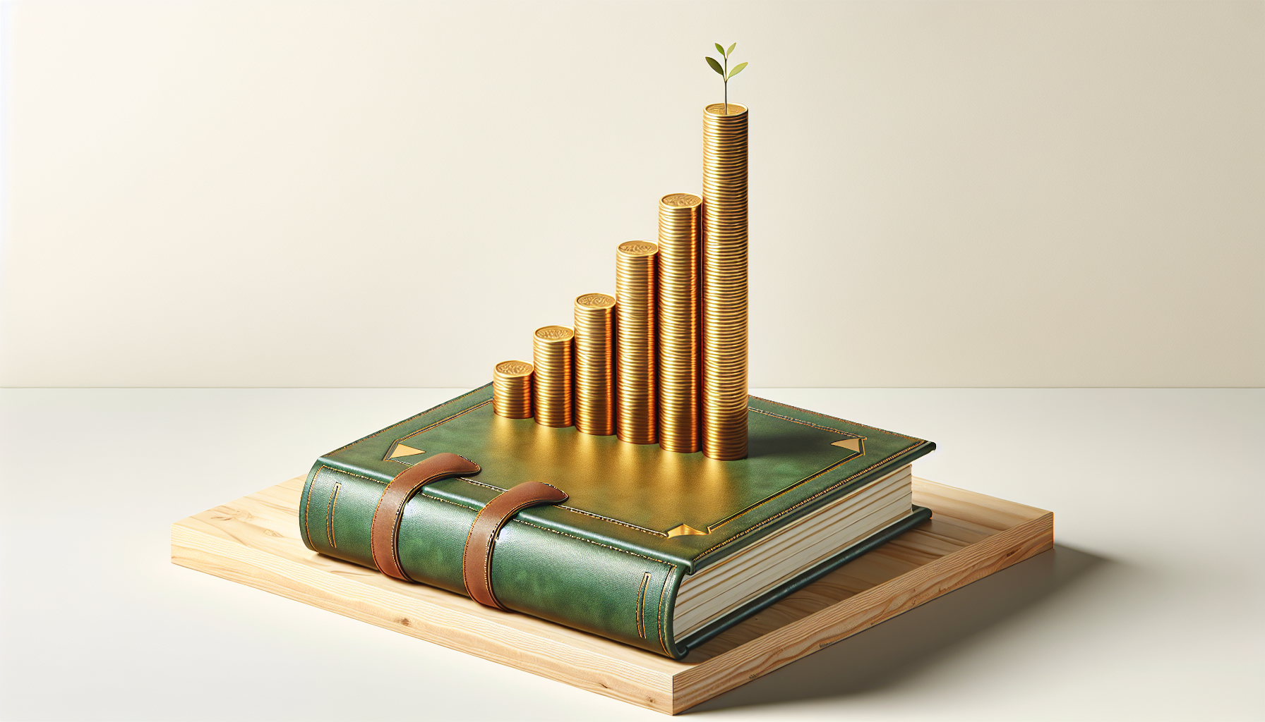 Book with growing stack of coins representing passive index fund growth