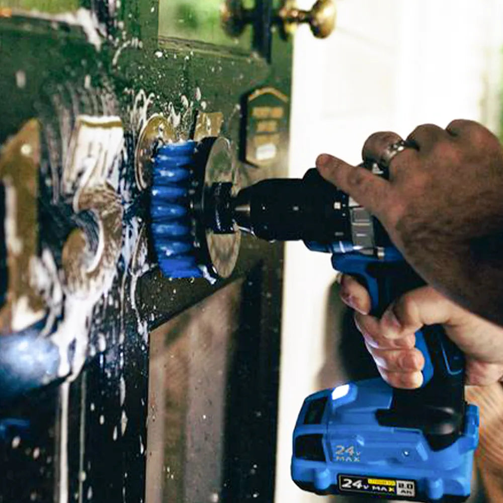 Drill brush cleaning kit — 7-piece set for grout, tile, and tub