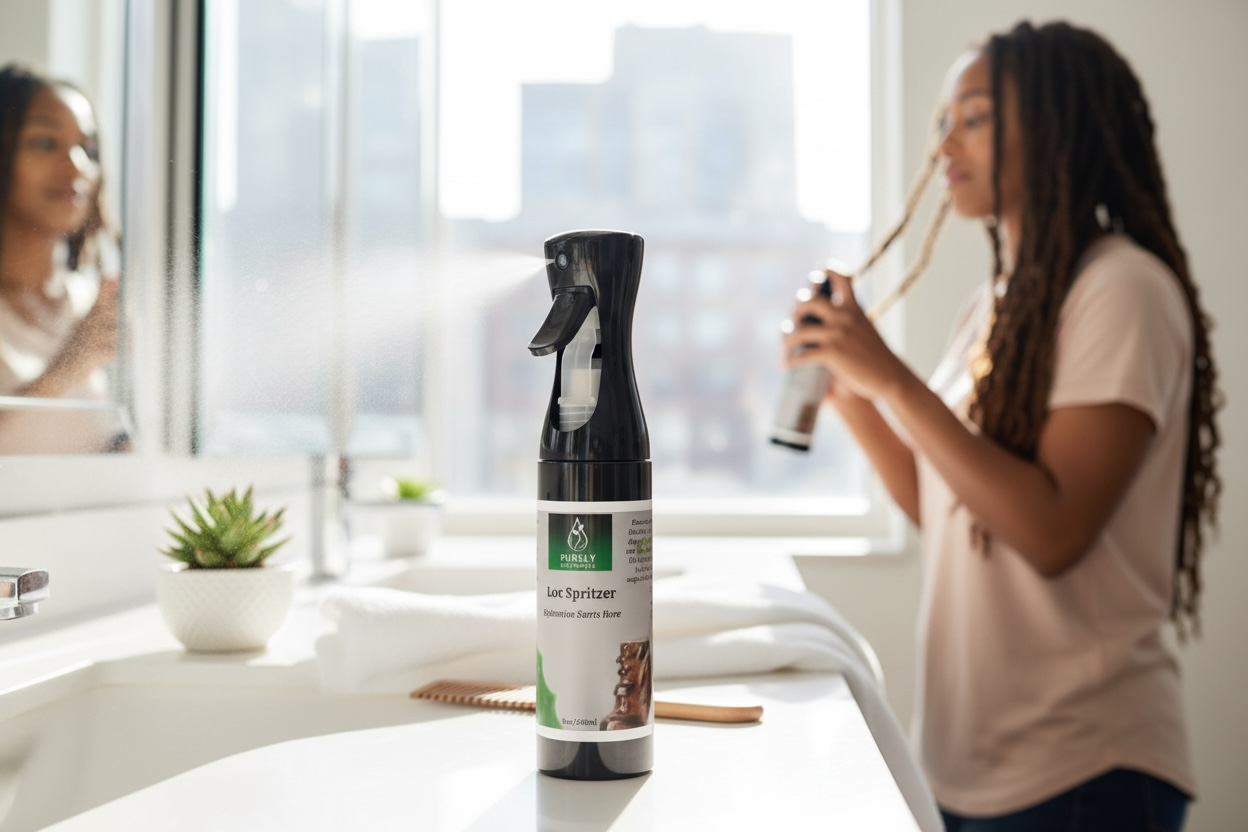 Purely Essential Loc Spritzer bottle — Rosemary oil and hyaluronic acid formula