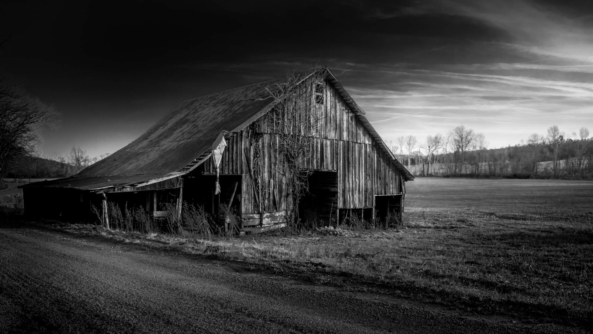 Weathered Barn B&W