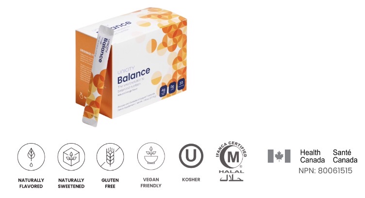 Balance packaging — box, stick pack, certifications