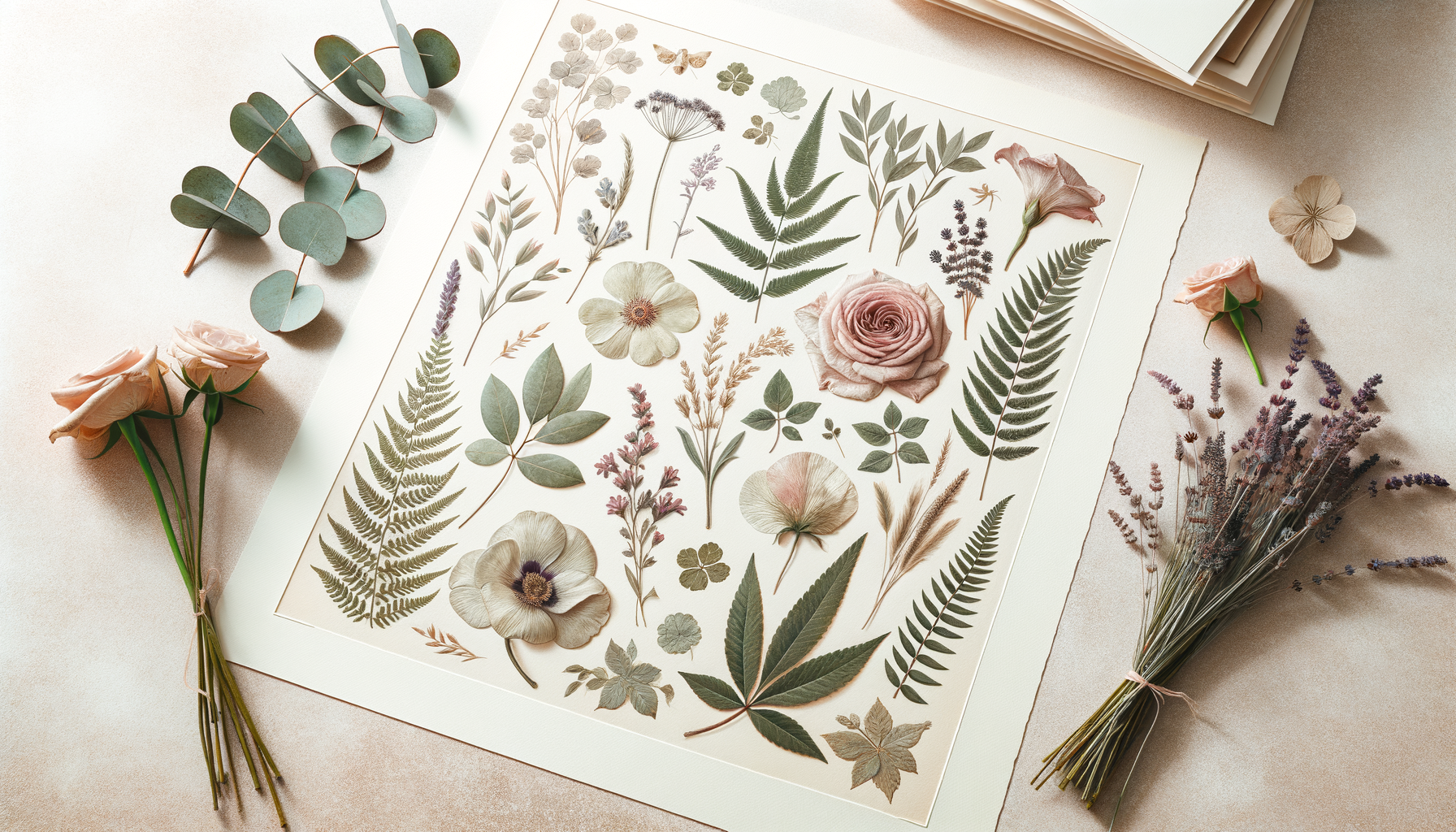 Botanical calendar collection — pressed flowers and garden watercolors
