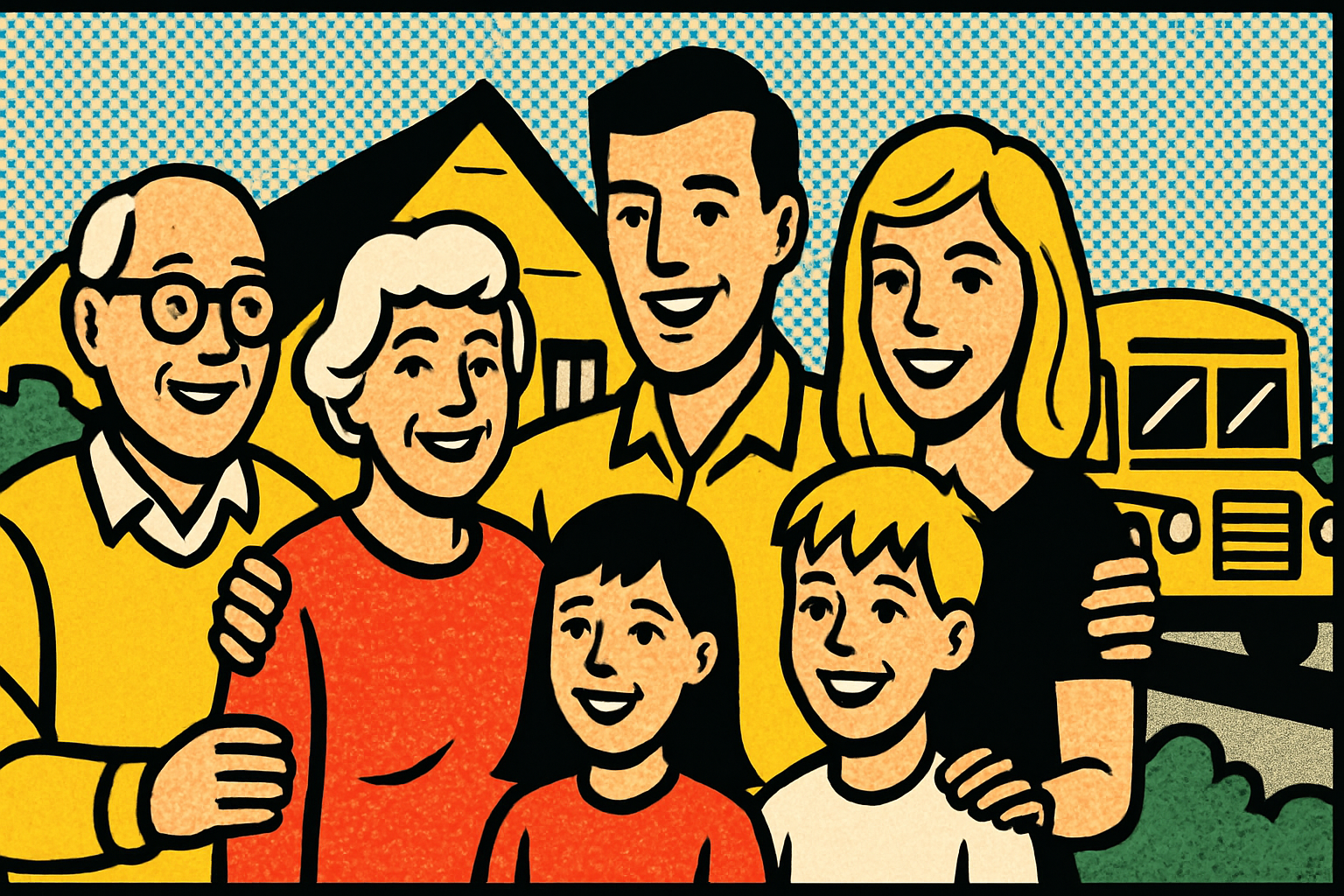 Roy Lichtenstein pop art illustration for: How Much Life Coverage Does a Family Really Need?