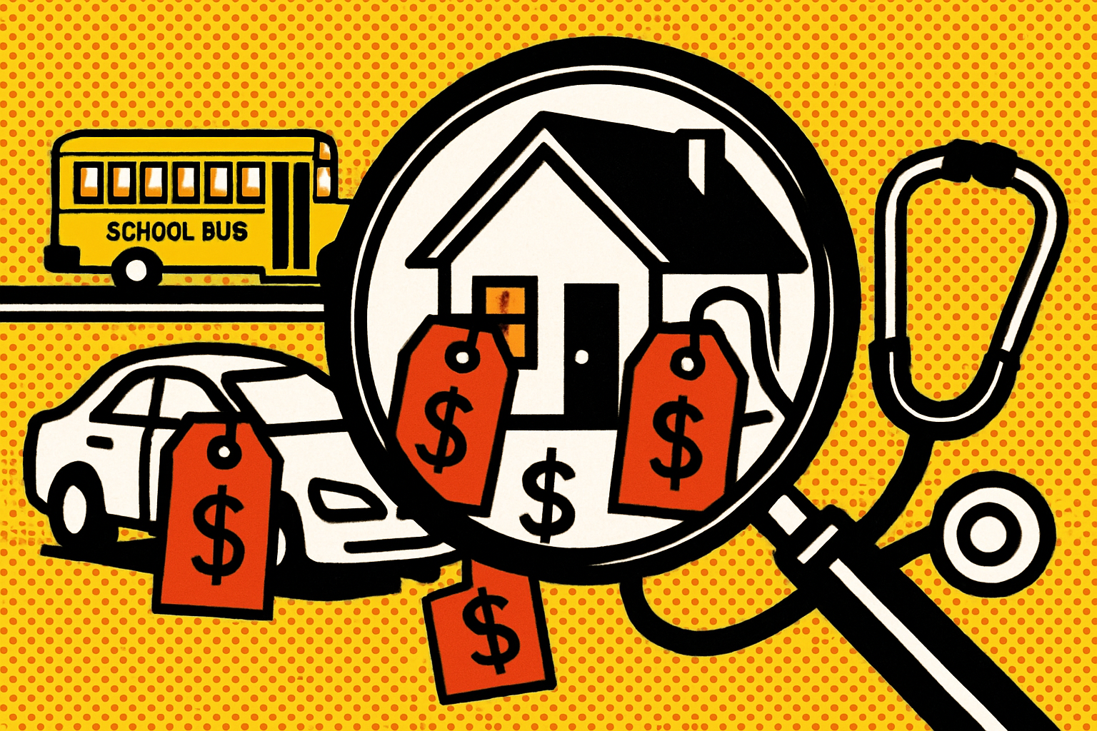 Roy Lichtenstein pop art illustration for: The Hidden Costs of Being Uninsured