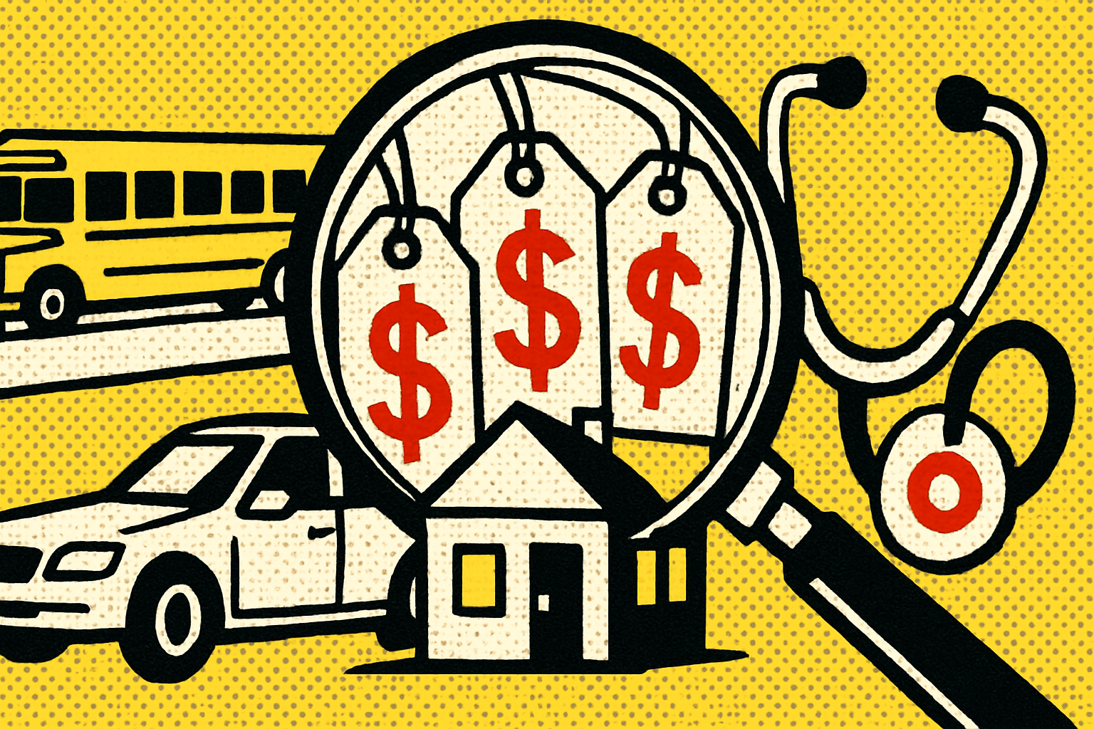 Roy Lichtenstein pop art illustration for: The Hidden Costs of Being Uninsured