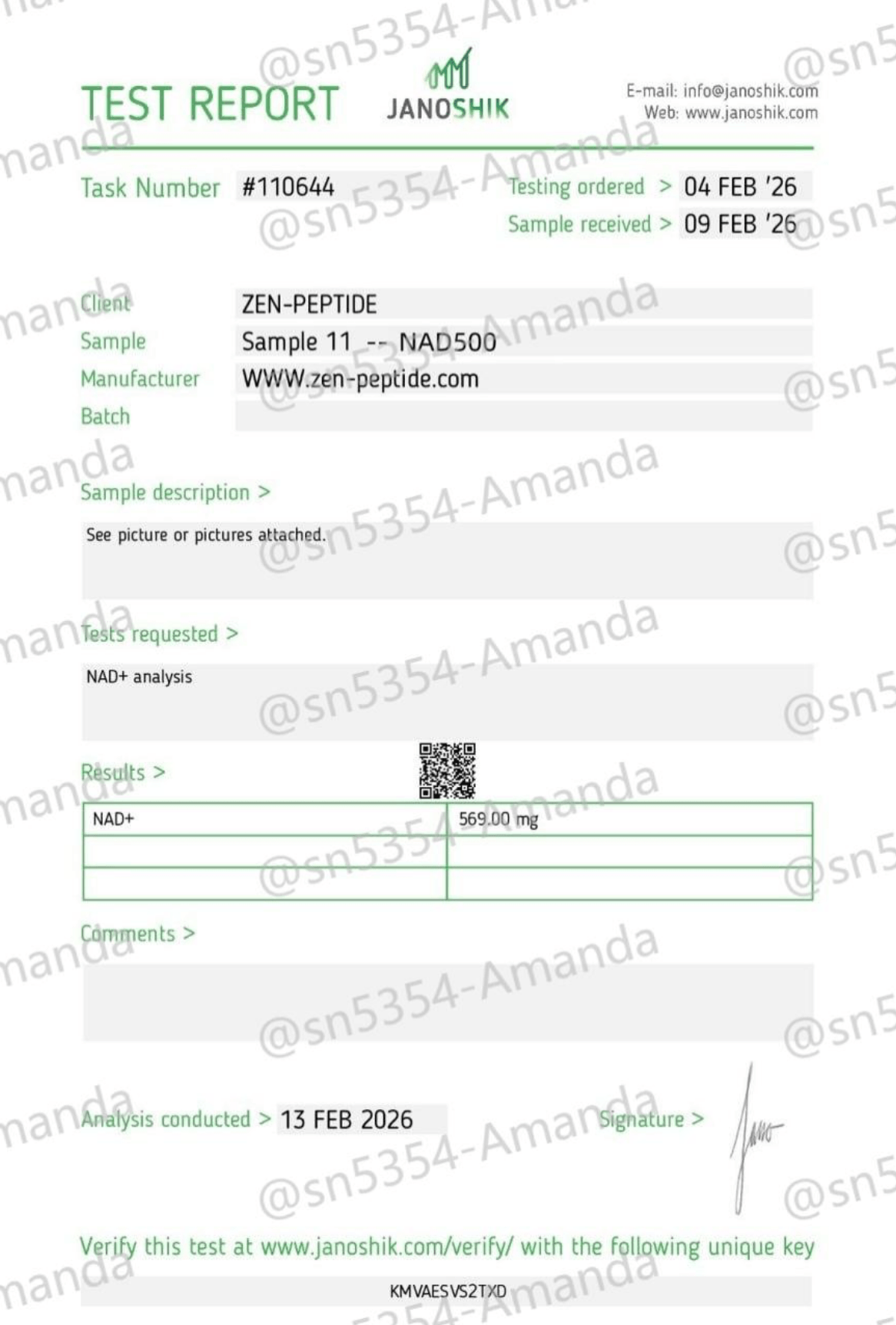 Certificate of Analysis — Janoshik Analytical