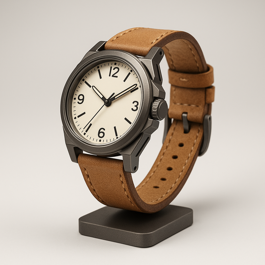 SnapWrist Titanium / Tan — Assembled