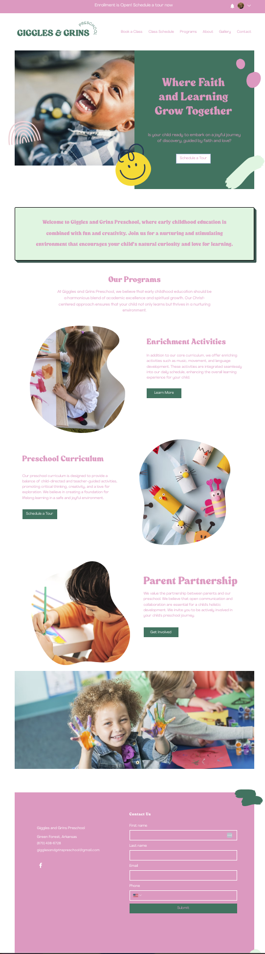 Giggles & Grins Preschool website