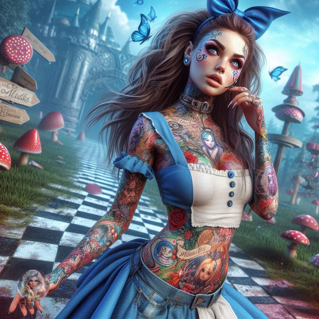 Alice walking through Wonderland