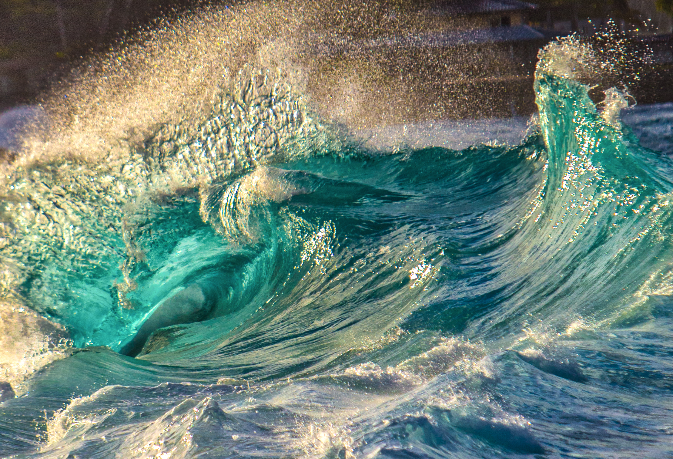 Makaha shorebreak — turquoise wave by Pākē Salmon