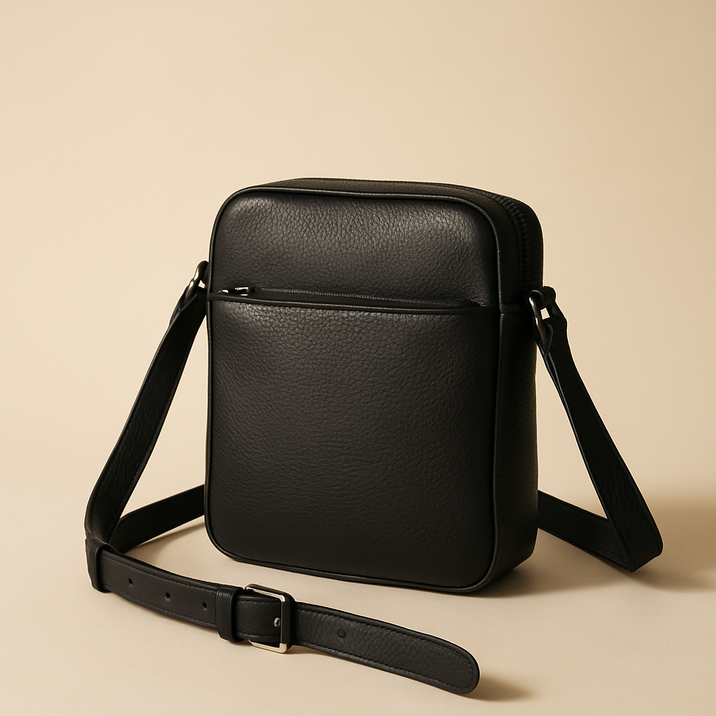 Leather Crossbody Bag — Black