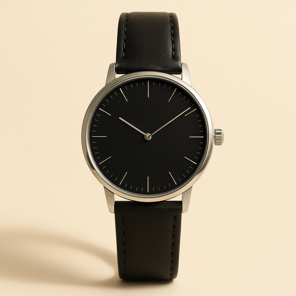 Steel Case Watch — Black Dial
