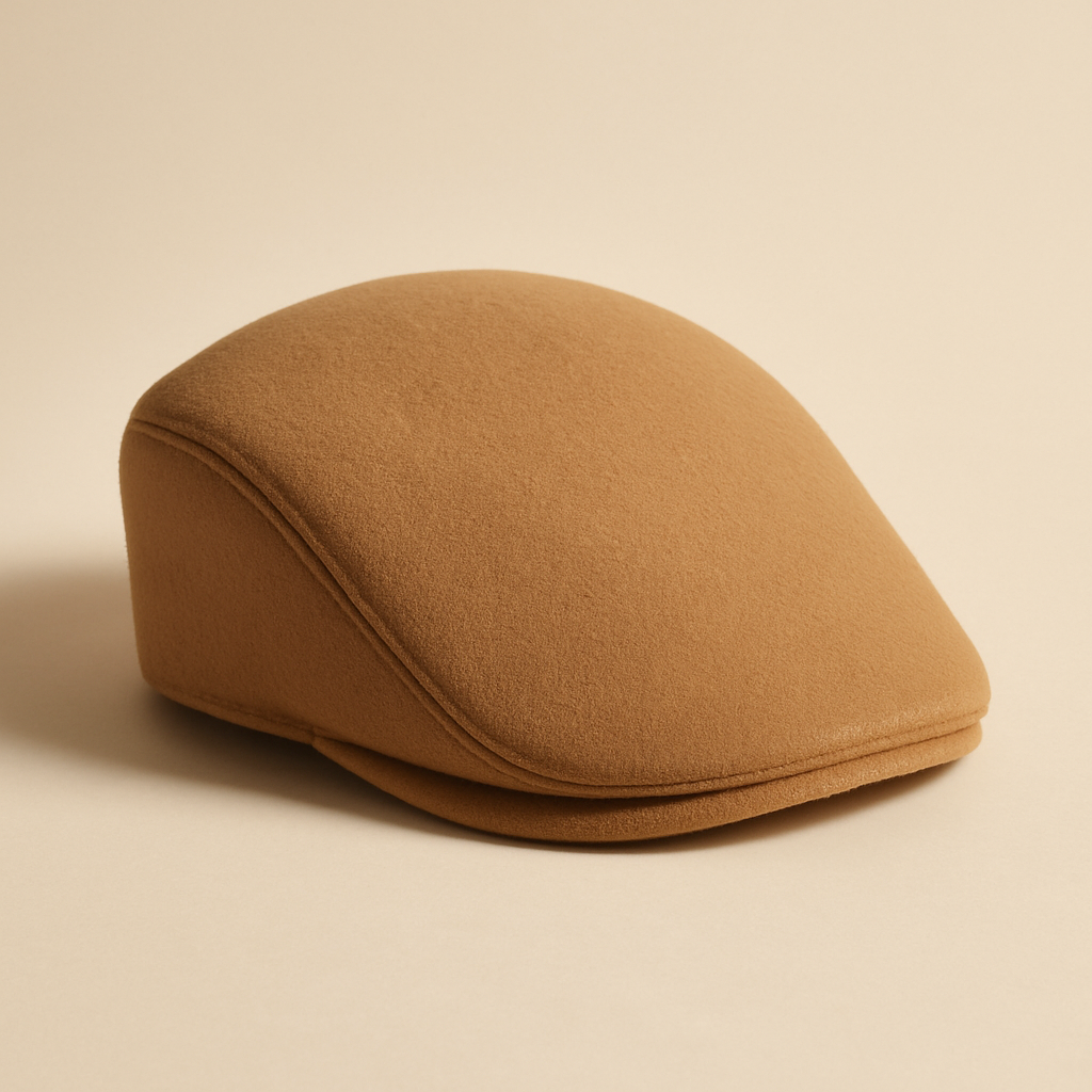 Wool Blend Flat Cap — Camel