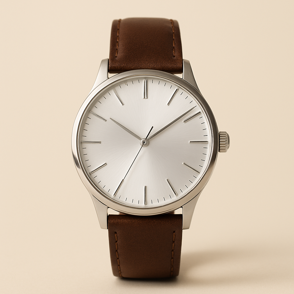 Steel Case Watch — White Dial