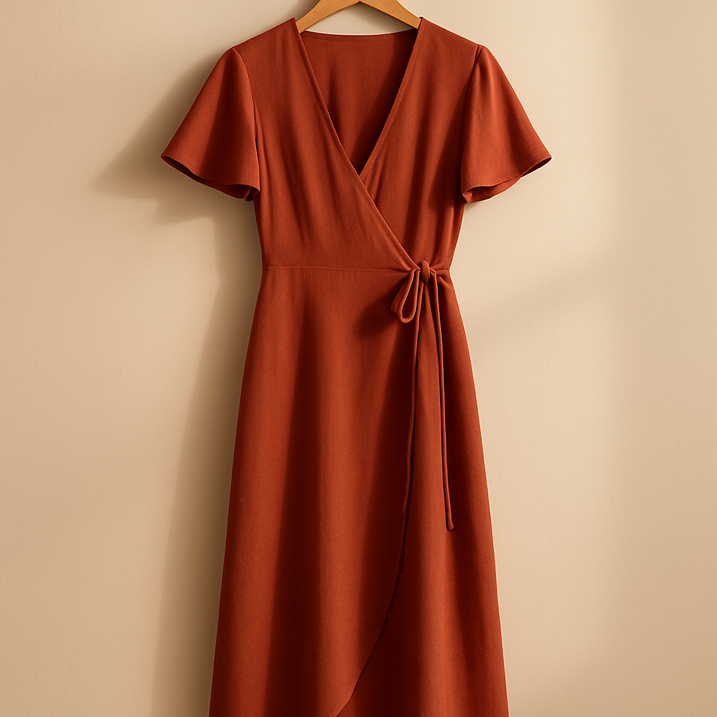 Wrap Dress — Rust