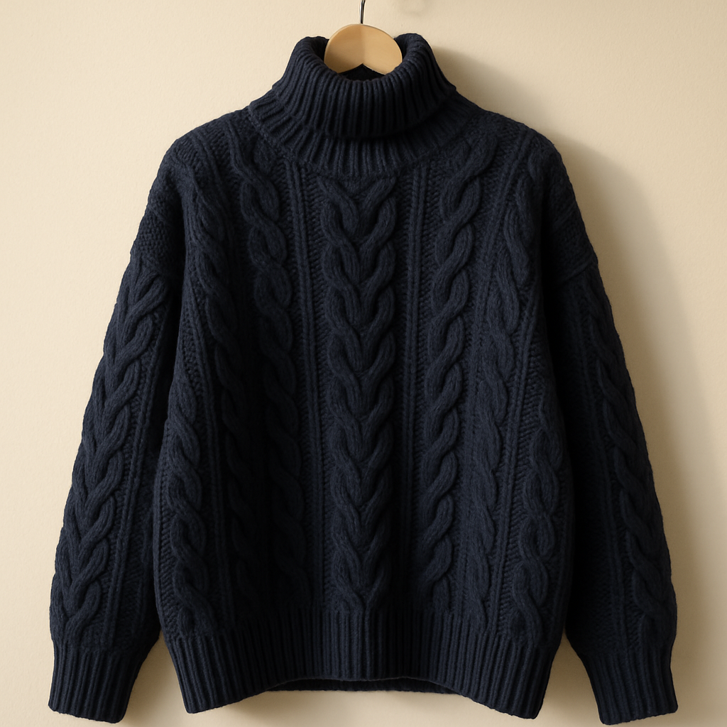 Fisherman Turtleneck — Navy