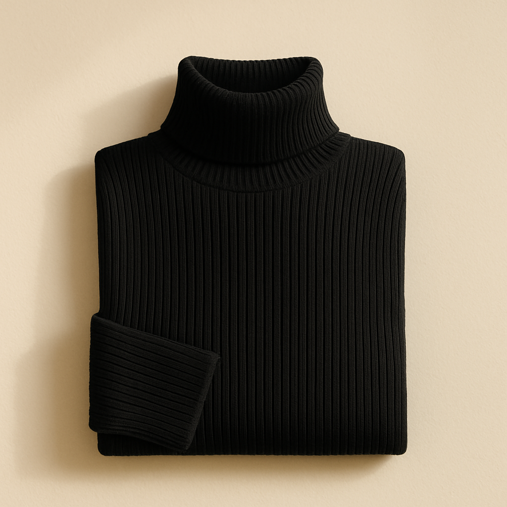 Fitted Turtleneck — Black