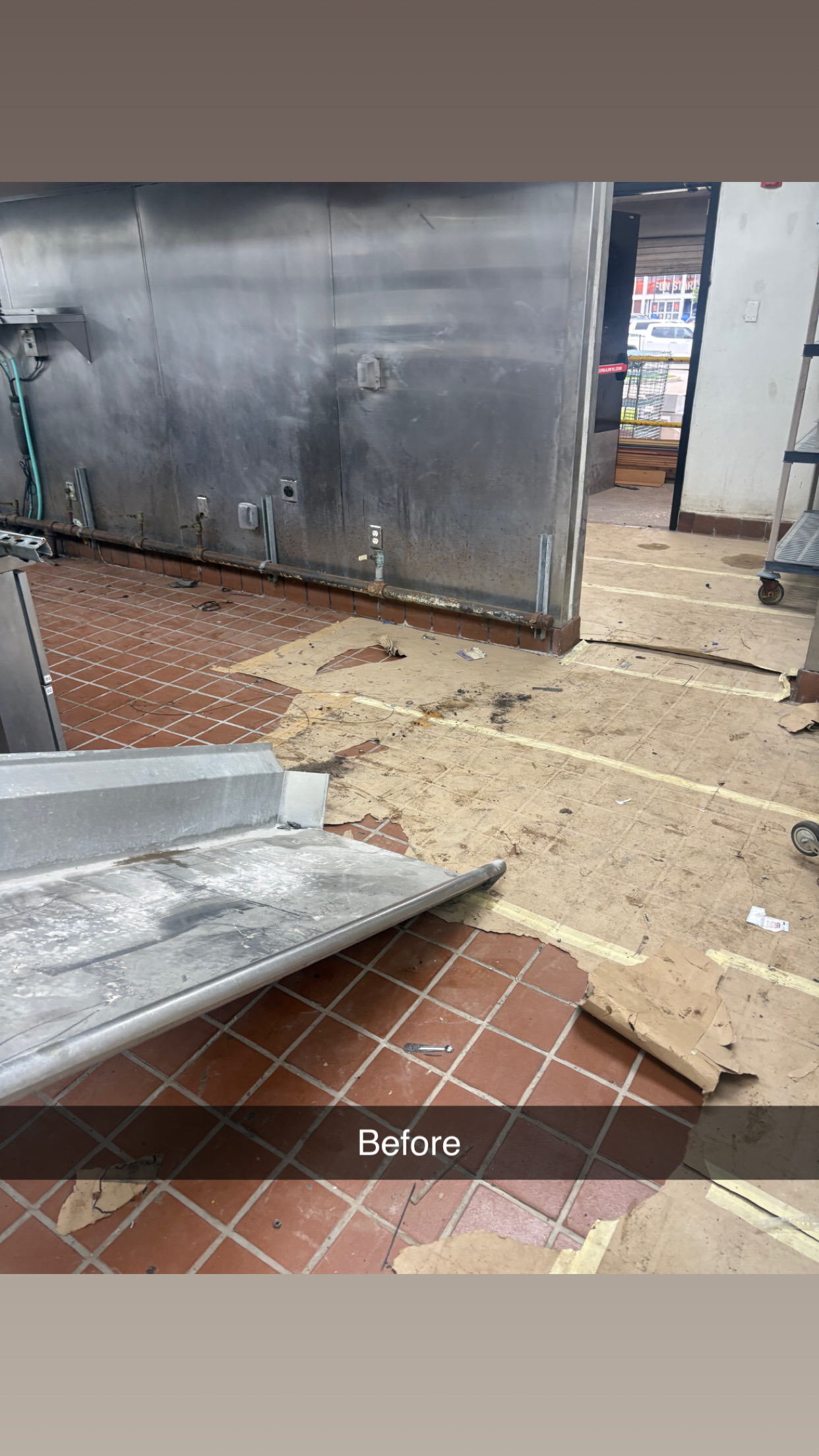Kitchen before — floor grime
