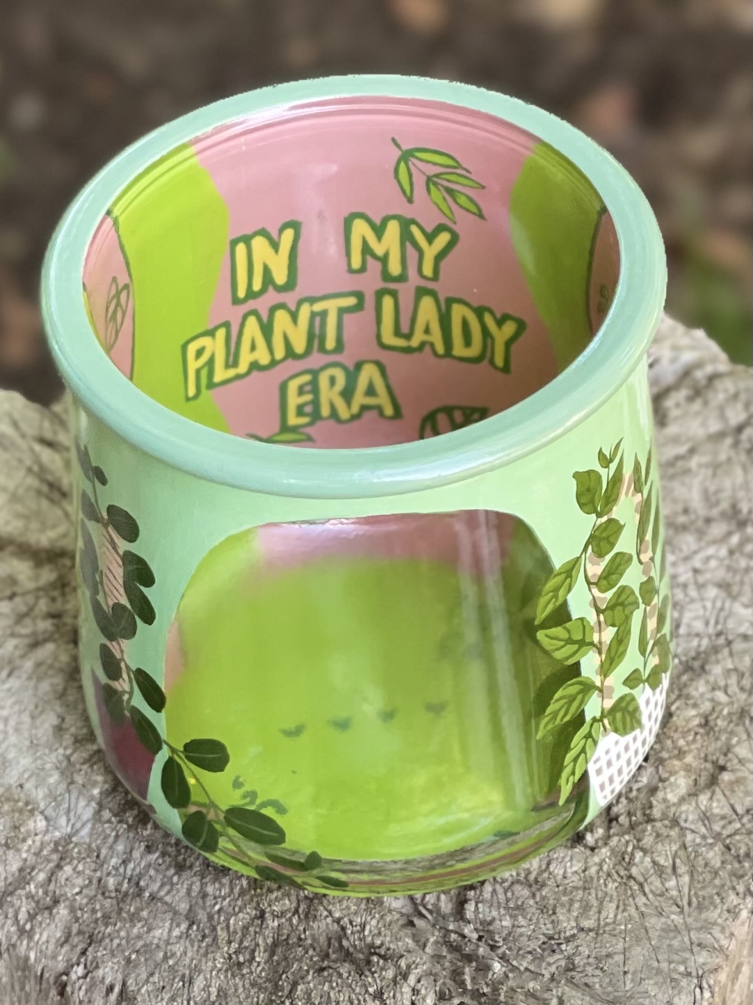 Plant Lady Era hand-painted pot in green